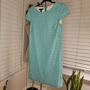 Green Sheath Mini Dress with Cap Sleeves
